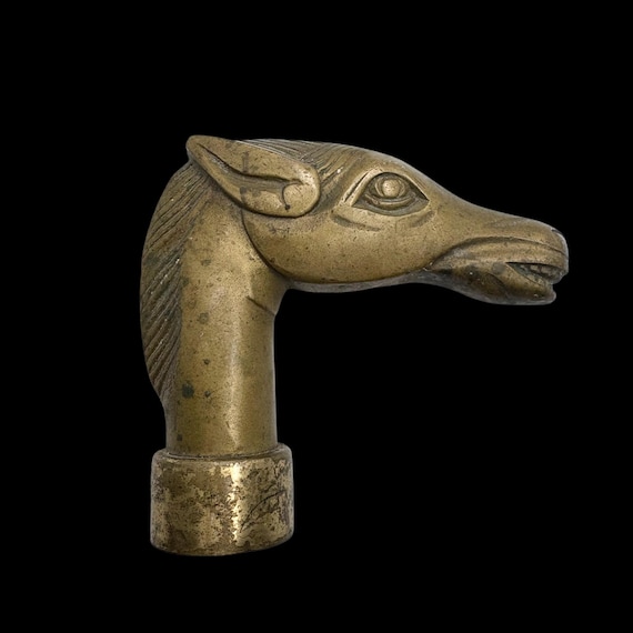 Vintage Brass Horse Head Cane Handle Topper | Walking Stick Topper | Umbrella Handle