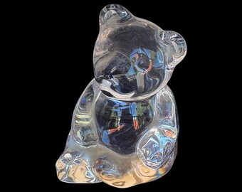 Vintage 1970s Princess House 24% Leaded Crystal Bernie Bear Figurine Paperweight 3.5” (Made in Germany)