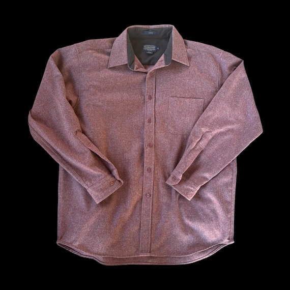 Pendleton Wool Lodge Shirt Solid Salmon Button Up… - image 1