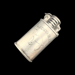 Vintage Camel Cigarettes Promotional Lift Arm Silver Tone Metal Tank Style Pocket Lighter 2.5” | Retro Tobacciana | Joe Camel