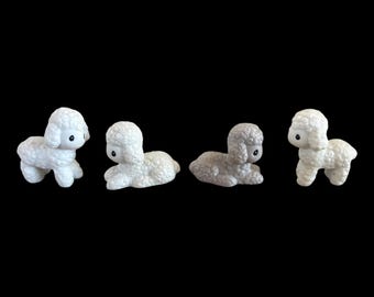Vintage 1986 Precious Moments Enesco Standard Nativity Porcelain Bisque Set of 4 Replacement Sheep Figurines “Come Let Us Adore Him” #104000