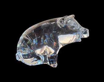 Vintage 1979 Princess House Pets 24% Leaded Crystal Pig Figurine Paperweight 3” (Made in Germany)