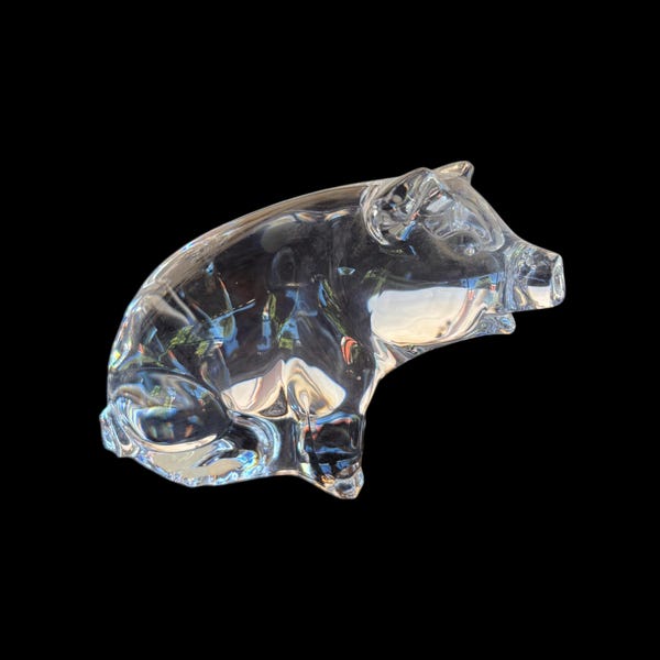 Vintage 1979 Princess House Pets 24% Leaded Crystal Pig Figurine Paperweight 3” (Made in Germany)