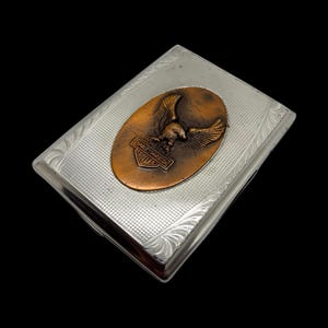 Vintage Harley Davidson Silver and Brass Tone Cigarette Case With Eagle  Medallion (made in Germany) as is | Motorcycle Biker Tobacciana