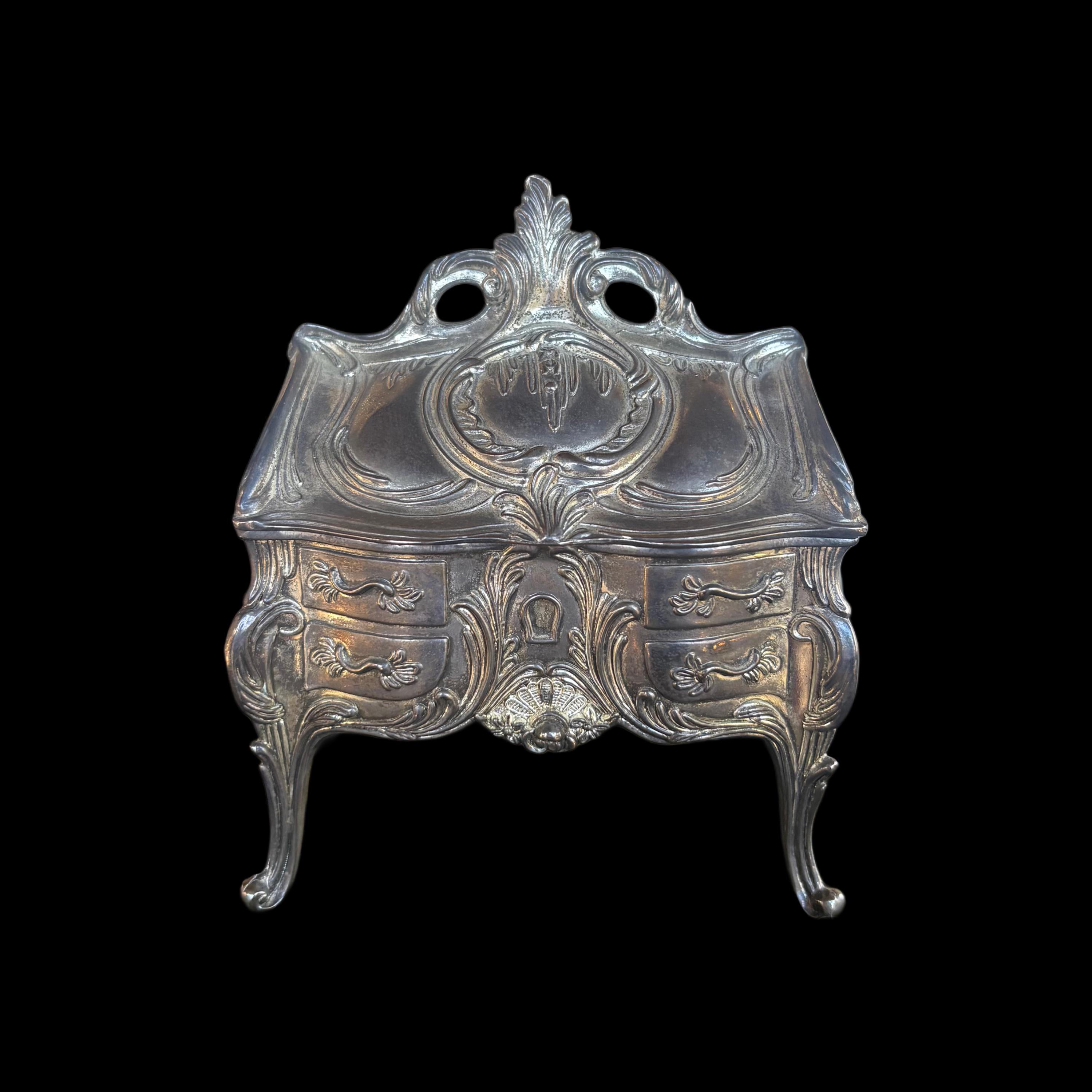 Antique 1900s Silver Plated Brass Art Nouveau French Baroque