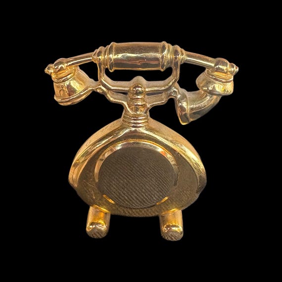 Vintage Miniature Trophy Quartz Japan Movement Gold Tone Telephone