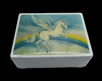 Vintage 1981 Rainbow Pegasus Unicorn Baby Blue Plastic Children's