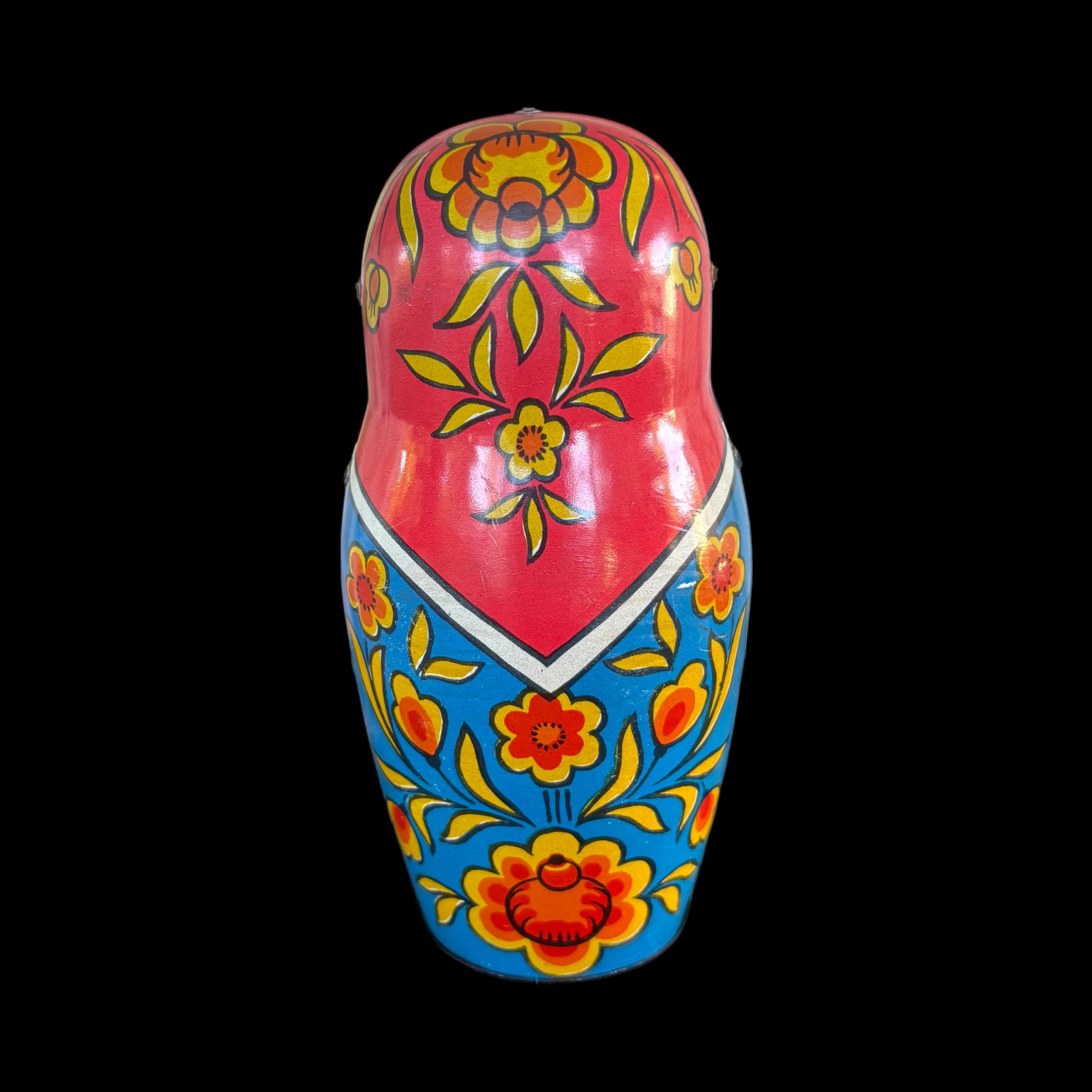 Vintage 1970s Matpewka Tin Russian Nesting Doll Matryoshka USSR