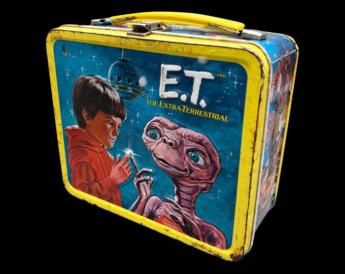Vintage 1982 E.T. the Extra-terrestrial Movie Film Yellow Metal Aladdin ...