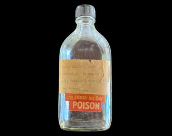 Vintage 1950s Poison Apothecary Medicine Bottle by Brockway Sani-Glass