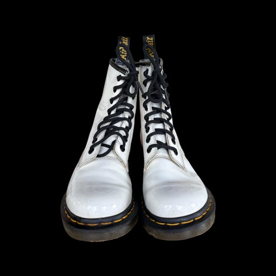 Classic White Lace-Up Dr. Martins 1460 Hardware Virginia Leather Lace Up Boots in White | Dr  main image 2