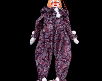 Vintage Shelf Sitter Happy Circus Girl Clown Doll W/ Bowler Hat