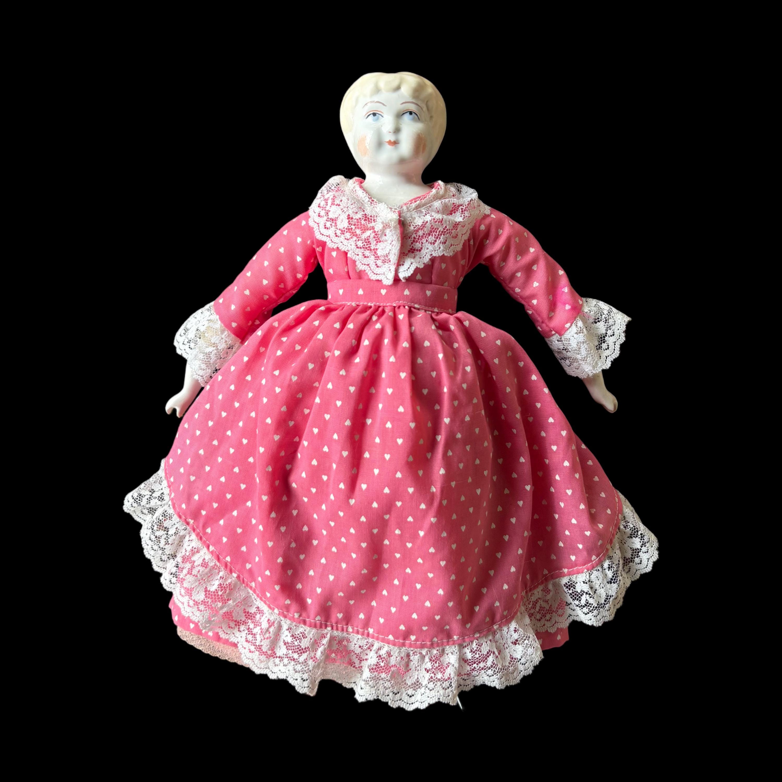 Vintage German China Head Doll W/ Porcelain Head, Hands, Feet
