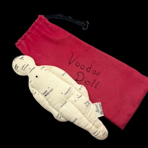 Vintage 1980 Cloth Voodoo Poppet Doll (Sweet Revenge for Happenings MBP) w/ Bag | Oddities | Weird Doll | Fetish Doll | Witchcraft Tools