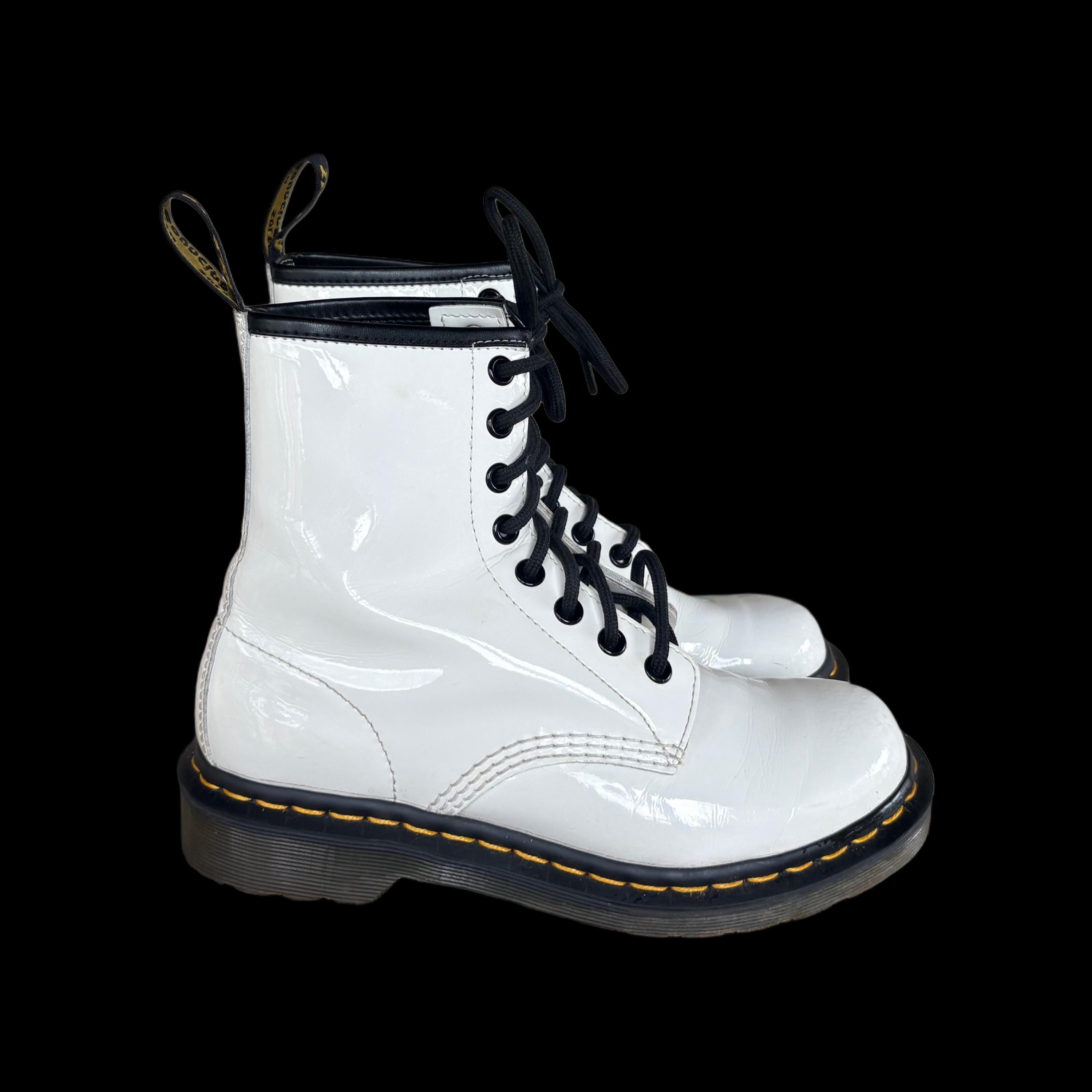 Dr. Martens 1460 White Patent Leather Lace up 8 Eyelet Punk  display picture 1