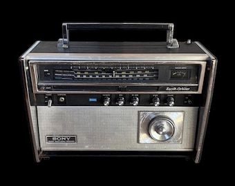 Vintage 1970s Sony CRF-5100 Earth Orbiter AM/FM 10-Band Multi Band Portable Receiver Radio (As Is - Partially Working - For Parts/Repair)