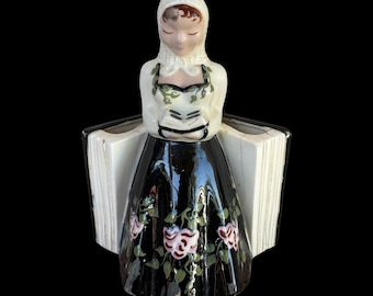 Vintage 1950s Heidi Schoop Hand Painted Lady Reading Book Mid Century Figurine Vase 8.75” (As Is - DAMAGED - Read Description)