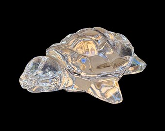 Vintage 1980s Princess House 24% Leaded Crystal Turtle Figurine Paperweight 4” x 2.5” (Made in Germany)