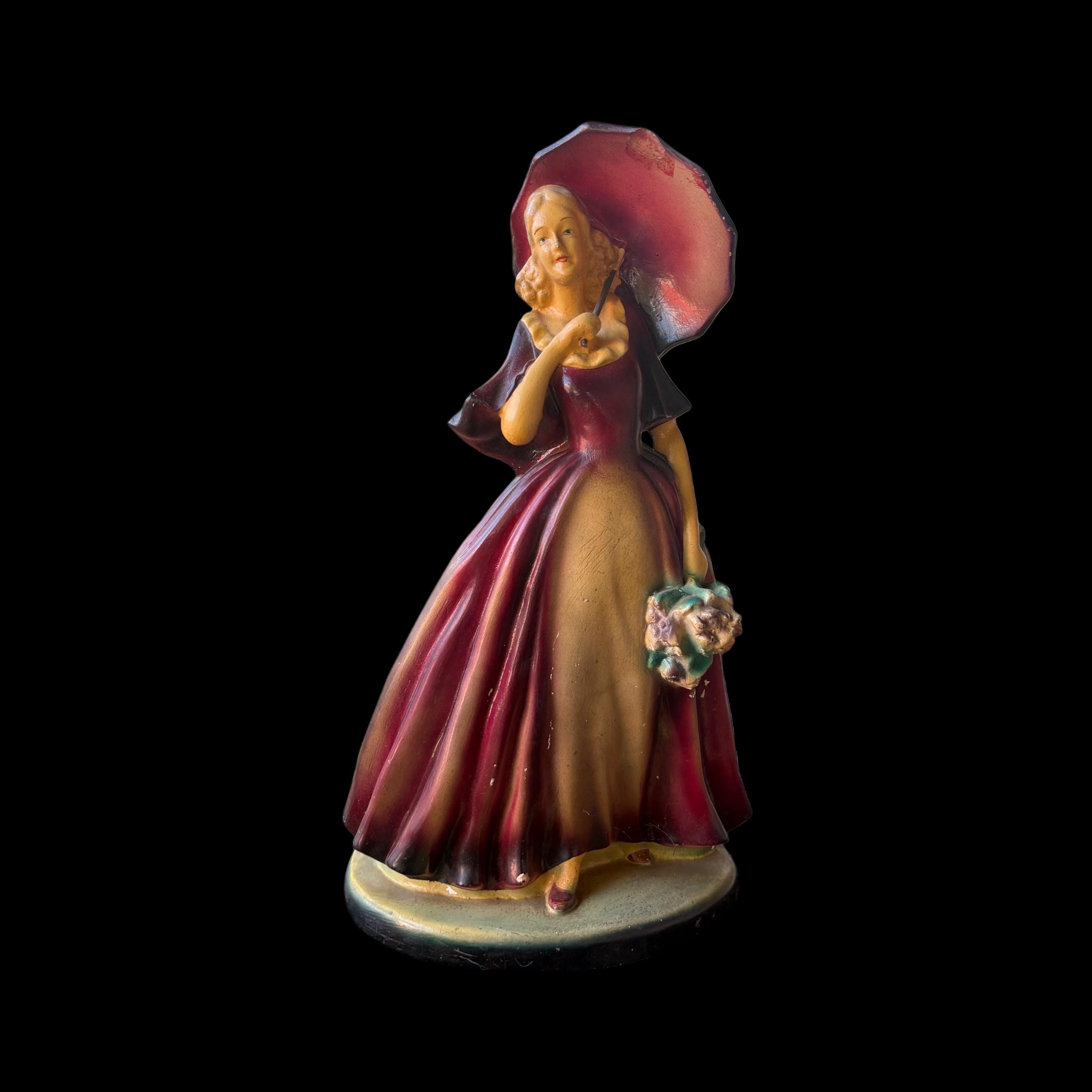 Victorian Woman Figurine Red Dress - Etsy