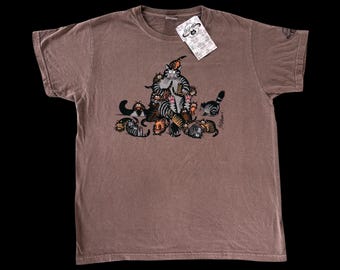 Crazy Shirts Hawaii B Kliban Cat “16 Kitties” NWT Double Sided Chocolate Dyed Brown Men’s T-Shirt Size XL