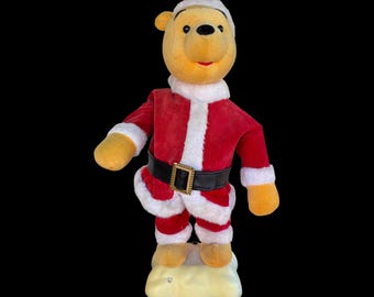 Vintage 1997 Disney Winnie the Pooh Santa Claus Telco Animated Dancing Singing Christmas Figure Plays “Jingle Bells” 15” WORKS (As Is)