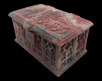 Vintage Genuine Incolay Stone Carved Medieval Cathedral