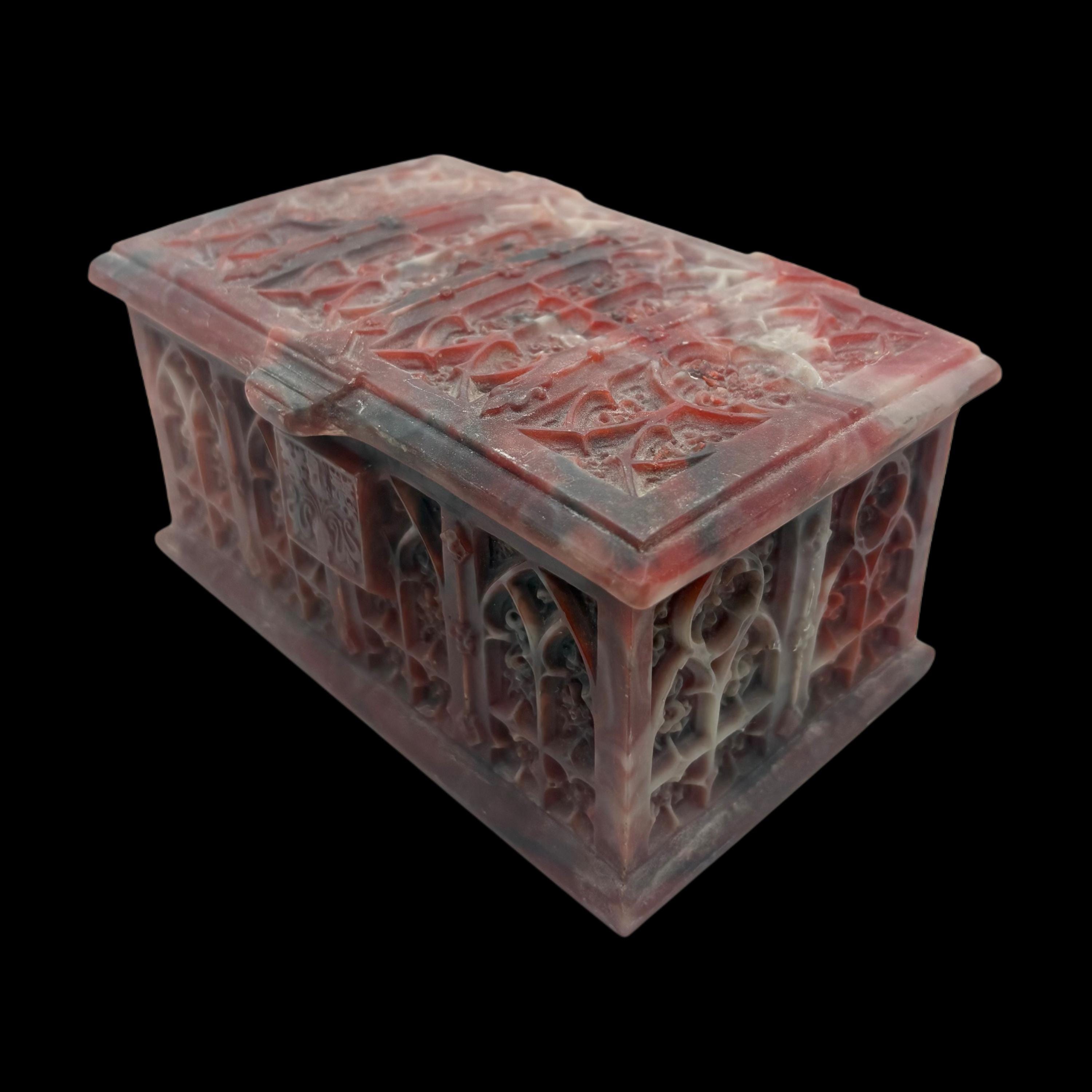 Vintage Genuine Incolay Stone Carved Medieval Cathedral