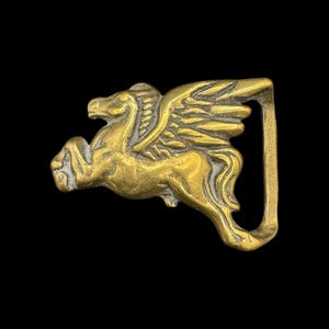 Vintage 1970s Trinity Solid Brass Pegasus Unicorn Belt Buckle 3.25” | Fantasy | Funky | Retro | Biker | Hippie | Boho | Horse | Equesterian