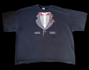 Vintage Y2K Las Vegas Tuxedo Graphic Black T-Men’s Shirt Size 5XL (As Is - Stains)