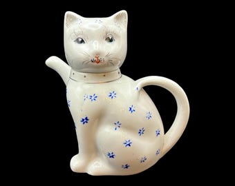 ヴィンテージ 中国製 白磁 招き猫 足を上げる ミニティーポット ティー