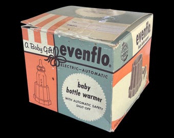 Vintage 1960s Evenflo Glass Baby Bottle Warmer in Original Baby Shower Gift Box Tested & Works (Not For Use) | Mid Century Nursery Decor
