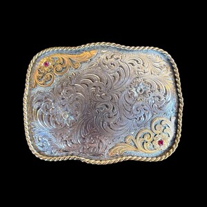 VTG‎ Montana Silversmiths Western Sterling Silver Plated Rectangle Belt Buckle MONTANA SILVERSMITHS STERLING SILVER PLATE Belt Buckl… - Gem main image 4