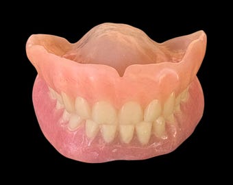 Vintage Dentures False Teeth Full Set Upper & Lower Marked “Lewis”- Medical Oddities Curiosities