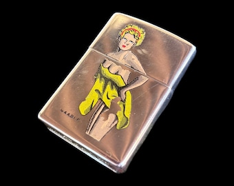 Vintage 1999 AADLP Chrome Silver Blonde Pin-Up Girl Zippo Lighter (As Is - Untested - No Flint)