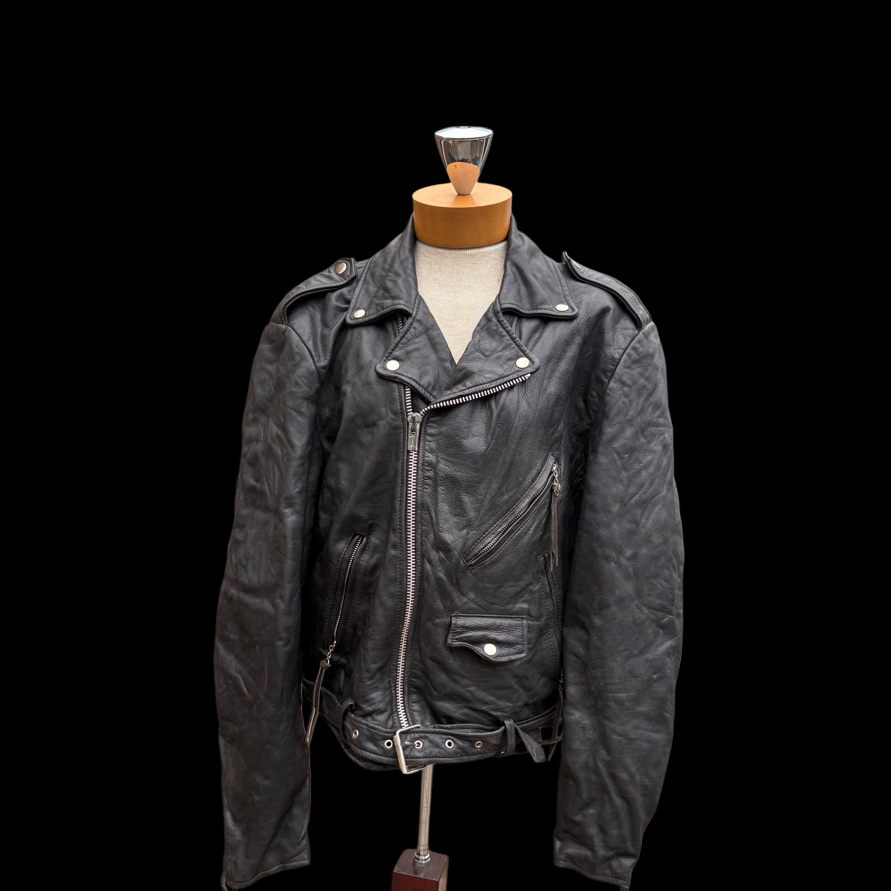 Vintage 1980s Wilson's Leather Open Road Black Motorcycle Biker