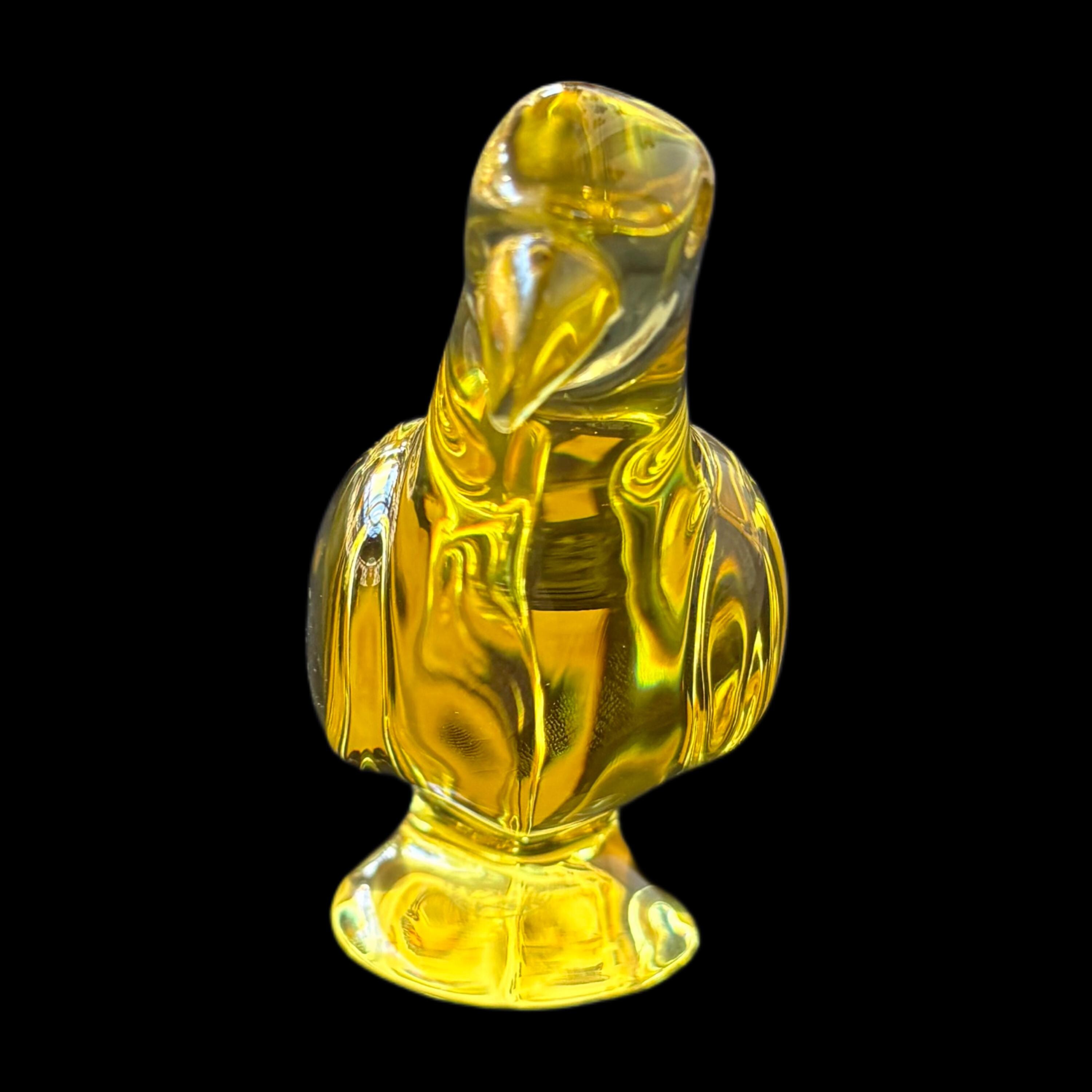 Vintage Baccarat France Yellow Citrine Crystal Parrot Bird