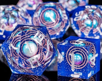 Resin Galaxy D&D Dice Set for Role playing game, Handmade Sharp Edge Resin Dice Set, Dungeons and Dragons, Polyhedral Dice Set, d and d dice