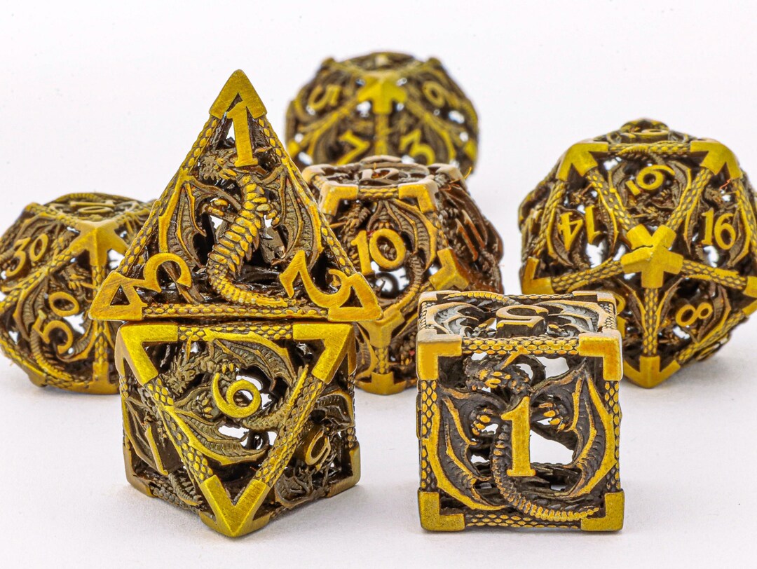 Vintage Gold Metal Dice Metal Dnd Dice Hollow Metal Dice Etsy