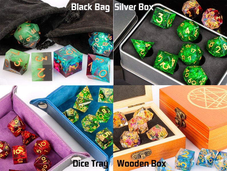 Resin DnD DICE, Handmade Resin Dice with Flowers, Sharp Edge Resin Dice, Dungeons and Dragons, Dice for Role Playing Games, Polyhedral Dice image 10
