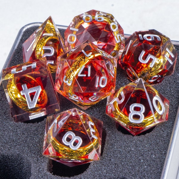 Dnd Dice The Ring Dice Set, One Ring Lord of Dice Polyhedral DnD Dice Set, Sharp Edge Dice fait à la main, The Ring Dice, DND Dice Set pour cadeau