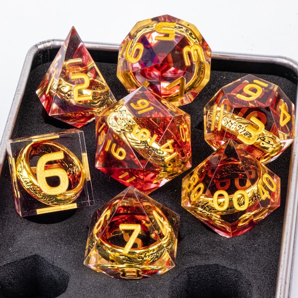 Handmade Dnd Dice Include Rings of Resin Dice, One Ring Dice, Lord of Dice Polyhedral DnD Dice Set, Sharp Edge Dice, The ring dice, DND Dice