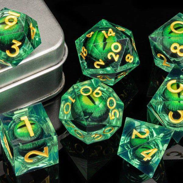 Beholder's Eye dice D&D Dice, Liquid Core DnD Dice Set, Handmade Sharp Edge Dice, Dungeons and Dragons, RPG dice dnd, Polyhedral Dice Set