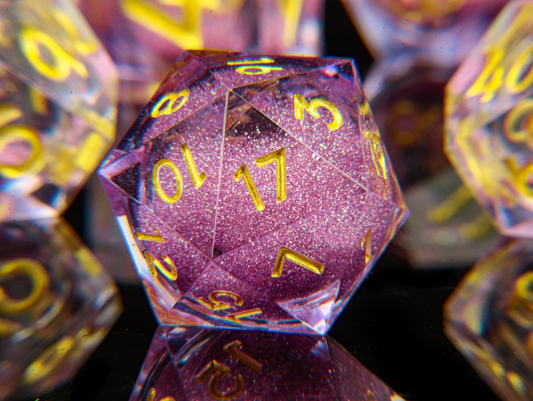 Pink D&D Dice Set Liquid Core Resin Dice Handmade Dice Role Playing