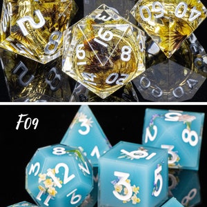 Resin DnD DICE, Handmade Resin Dice with Flowers, Sharp Edge Resin Dice, Dungeons and Dragons, Dice for Role Playing Games, Polyhedral Dice image 9