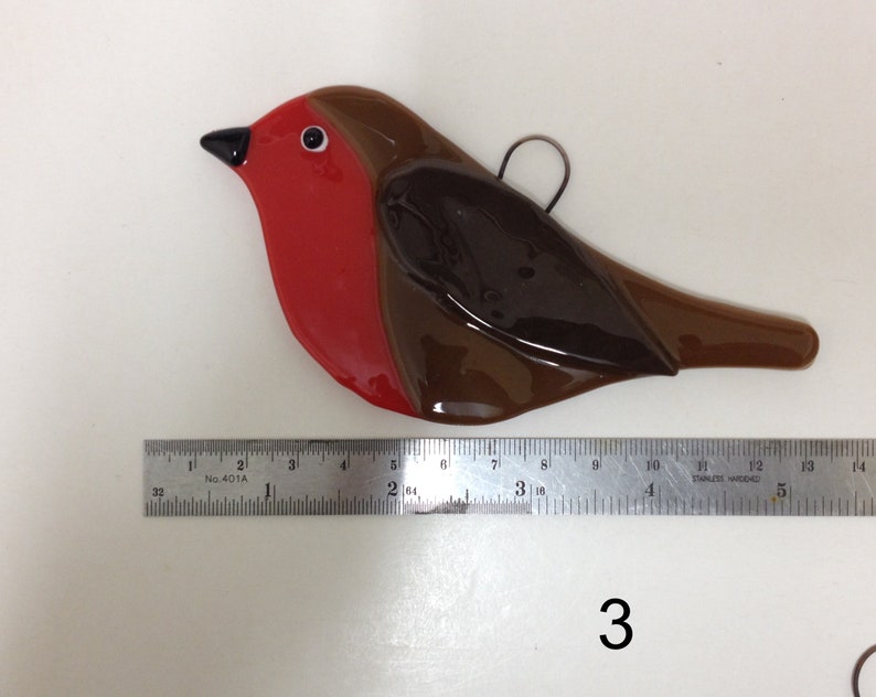 Fused Glass Robin Ornament Etsy