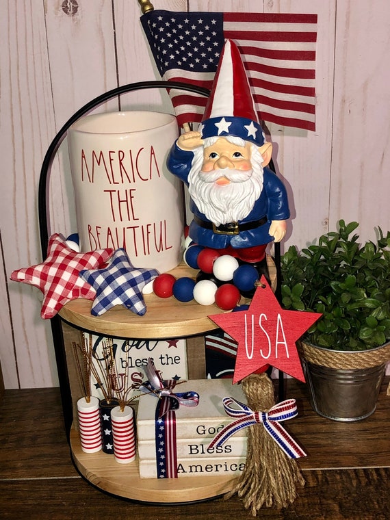 Red Firework Star 4th of July Wood Bead Garland Farmhouse Summer Picnic ...