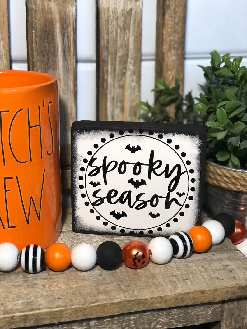 Halloween Decor Wood Block Signs Etsy