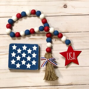 July 4th Patriotic Wood Bead Garland - Etsy