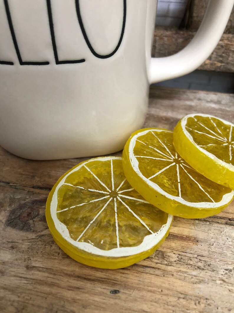 Set of 3 Fake Resin Lemon Slices Etsy