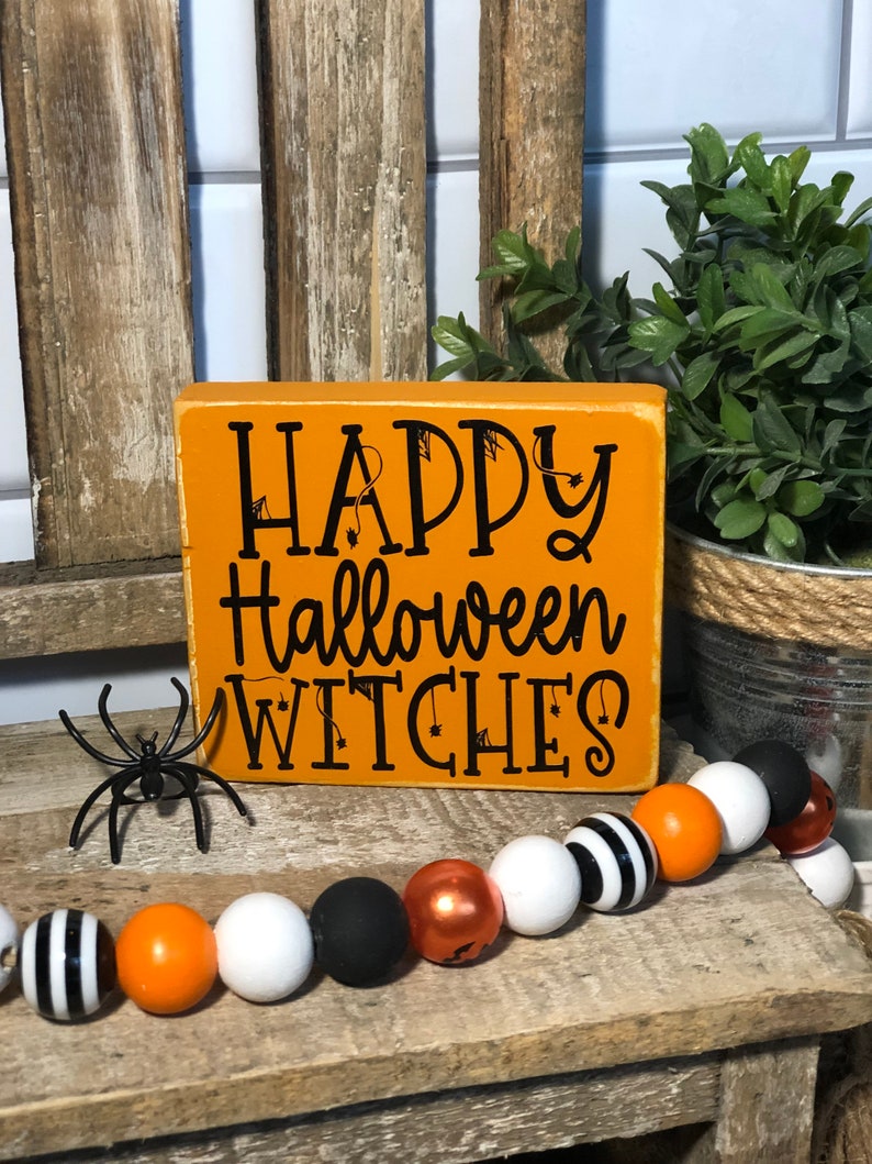 Halloween Decor Wood Block Signs Etsy